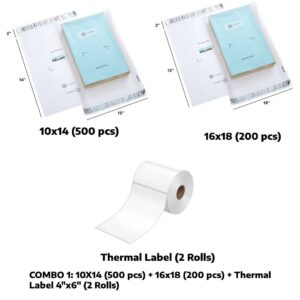 Valmo Branded Combo 1: 10x14 (500pcs), 16x18 (200pcs) & 4x6" (2 Roll) (400 labels each roll)