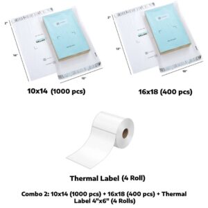Valmo Branded Combo 2: 10x14 (1000pcs), 16x18 (400pcs) & 4x6" (4 Roll) (400 labels each roll)